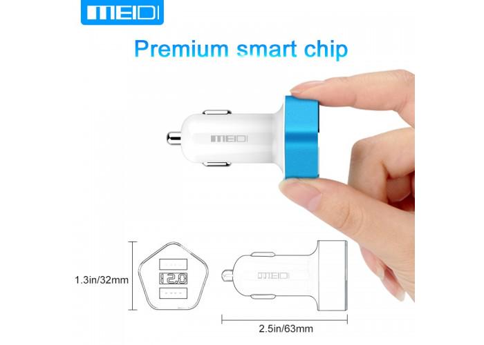 Автомобильное зарядное устройство Meidi Dual USB Smart LED - фото 2
