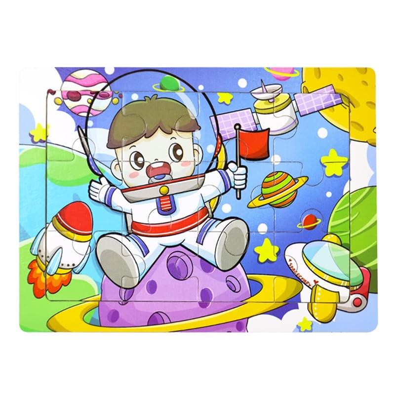 Пазл-вкладиш дерев'яний дитячий Космонавт MD 1343-5 12 ел. (RLT52767)