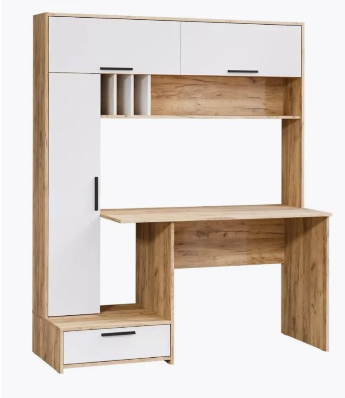 Стол с надстройкой и шкафами нового поколения Klick-System СЛТ-12 Дуб артизан/Белый (СЛТ-12-Да+Бл)