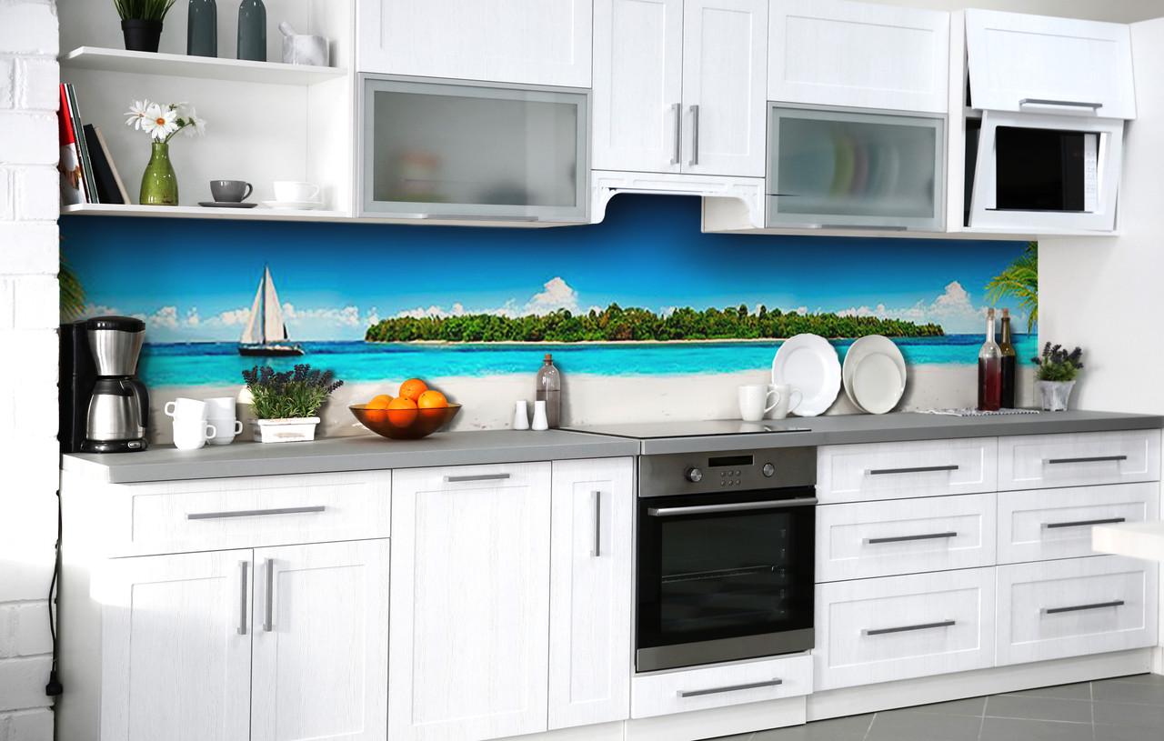 Кухонный фартук Райская лагуна виниловый самоклеющийся 60х250 см