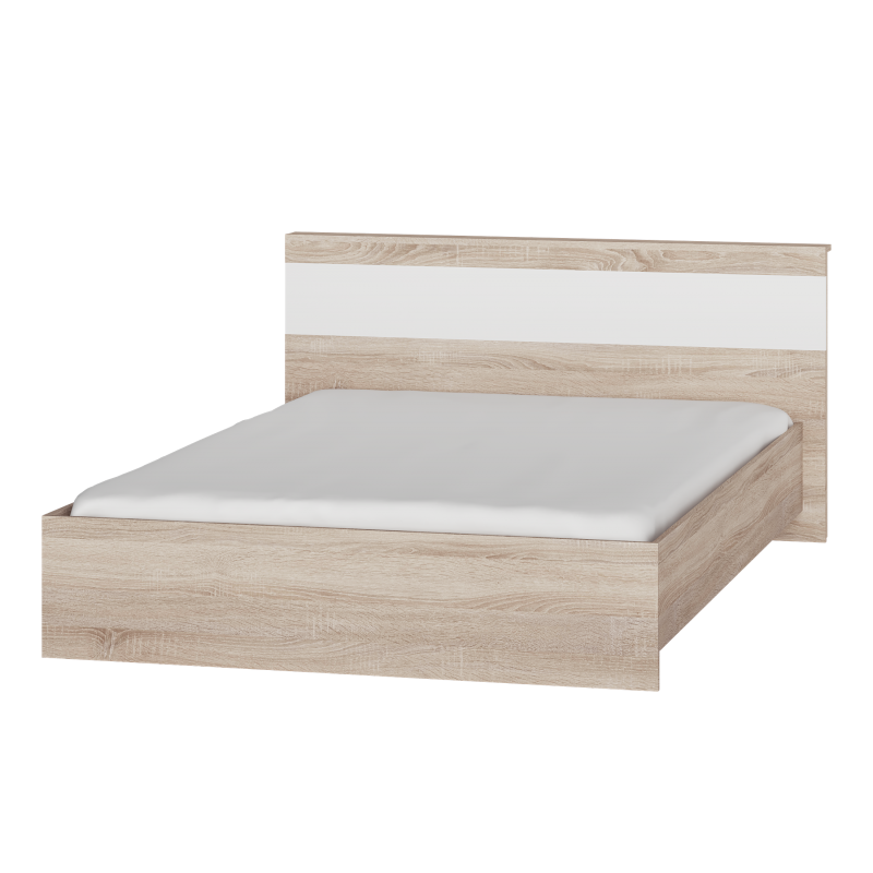 Кровать двуспальная Эверест Соната-1400 140х200 см Дуб сонома/Белый (EVR-2092)