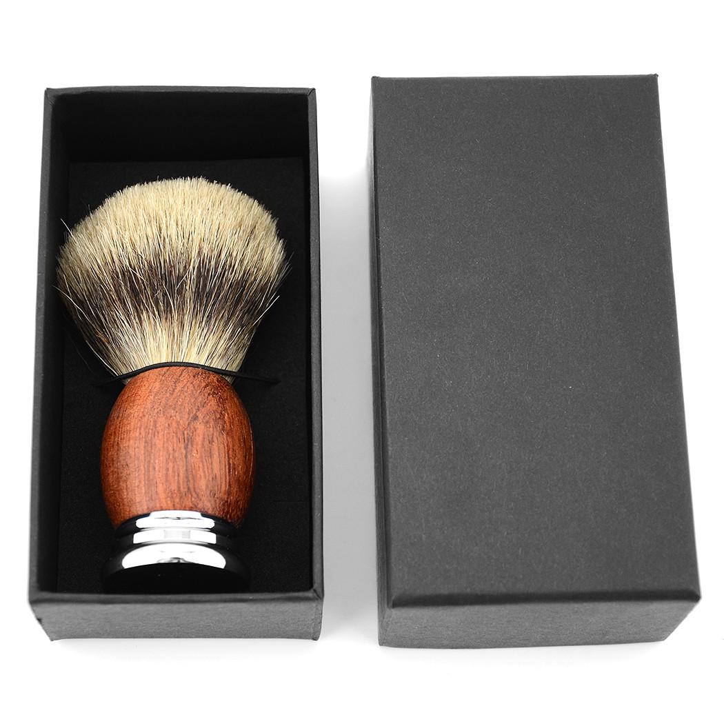 Помазок с ручкой из розового дерева и барсучьим ворсом - фото 3