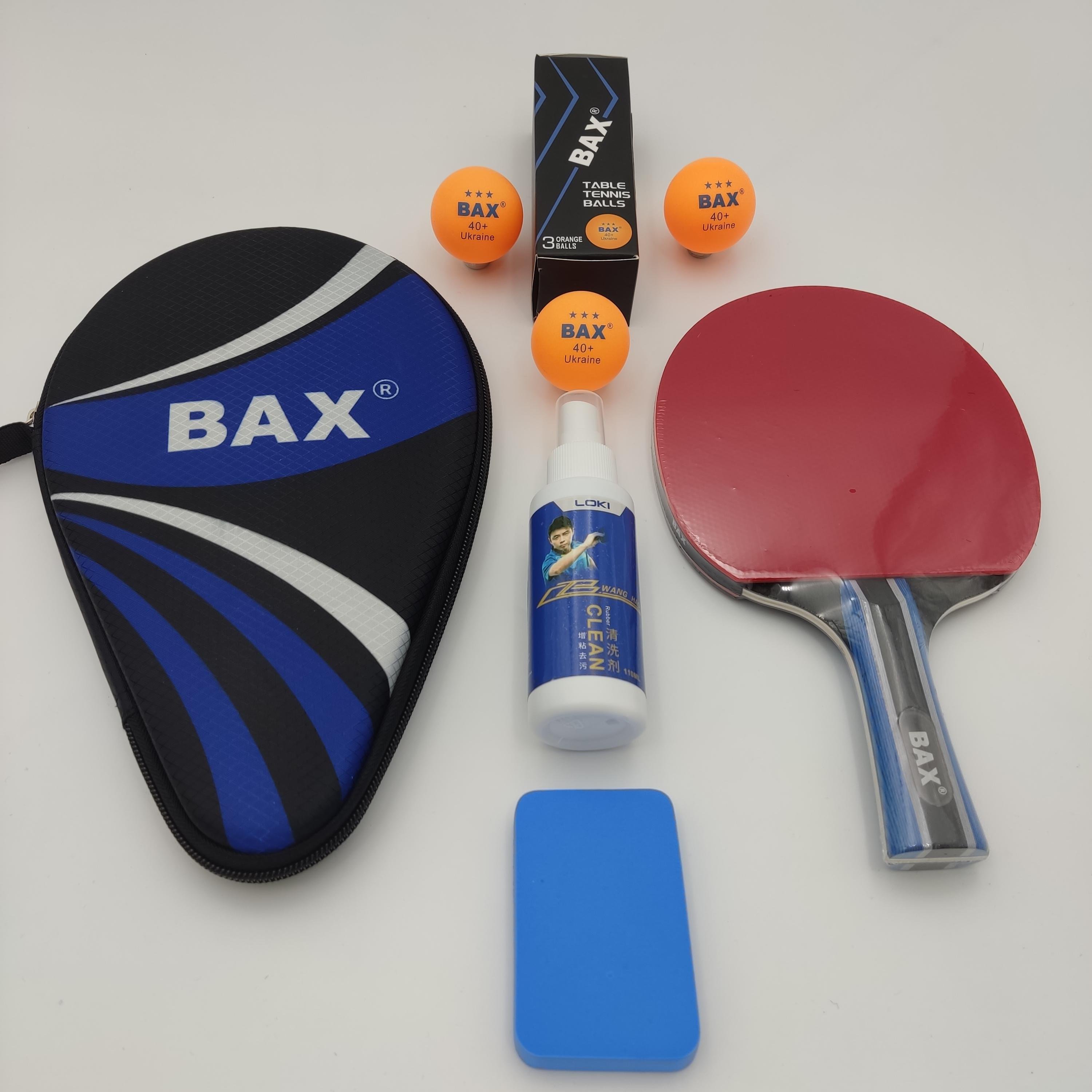 Ракетка для настільного тенісу Bax у чохлі та м'ячиками 3 шт. зі спонжем та спреєм (151311+151315+151307+151306)