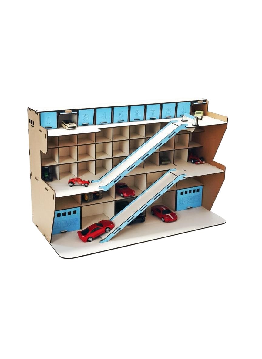 Деревянная парковка для машинок Hot Wheels на 50 гаражей с двумя спусками и шлагбаумом (51а) Деревянная парковка для машинок Hot Wheels на 50 гаражей с двумя спусками и шлагбаумом (51а)