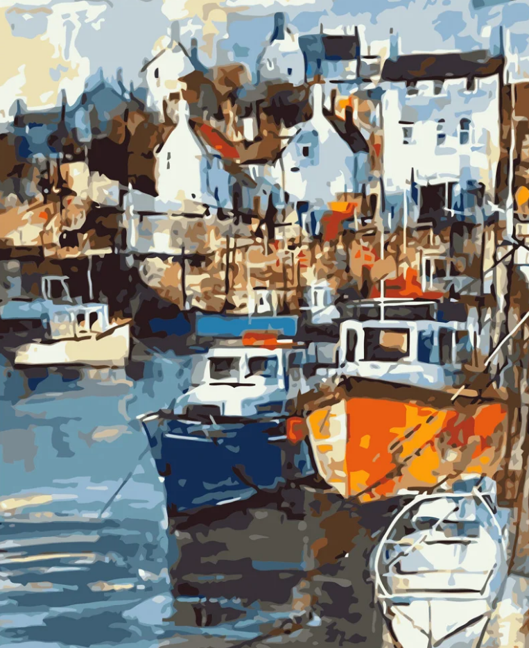 Картина за номерами Strateg Яскраві човни 40x50 см (GS076)