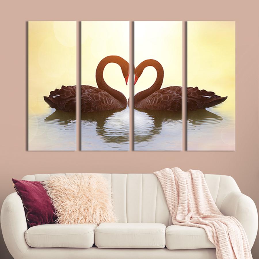 Модульная картина на холсте Полиптих Пара лебедей на рассвете 209x133 см (159-41)
