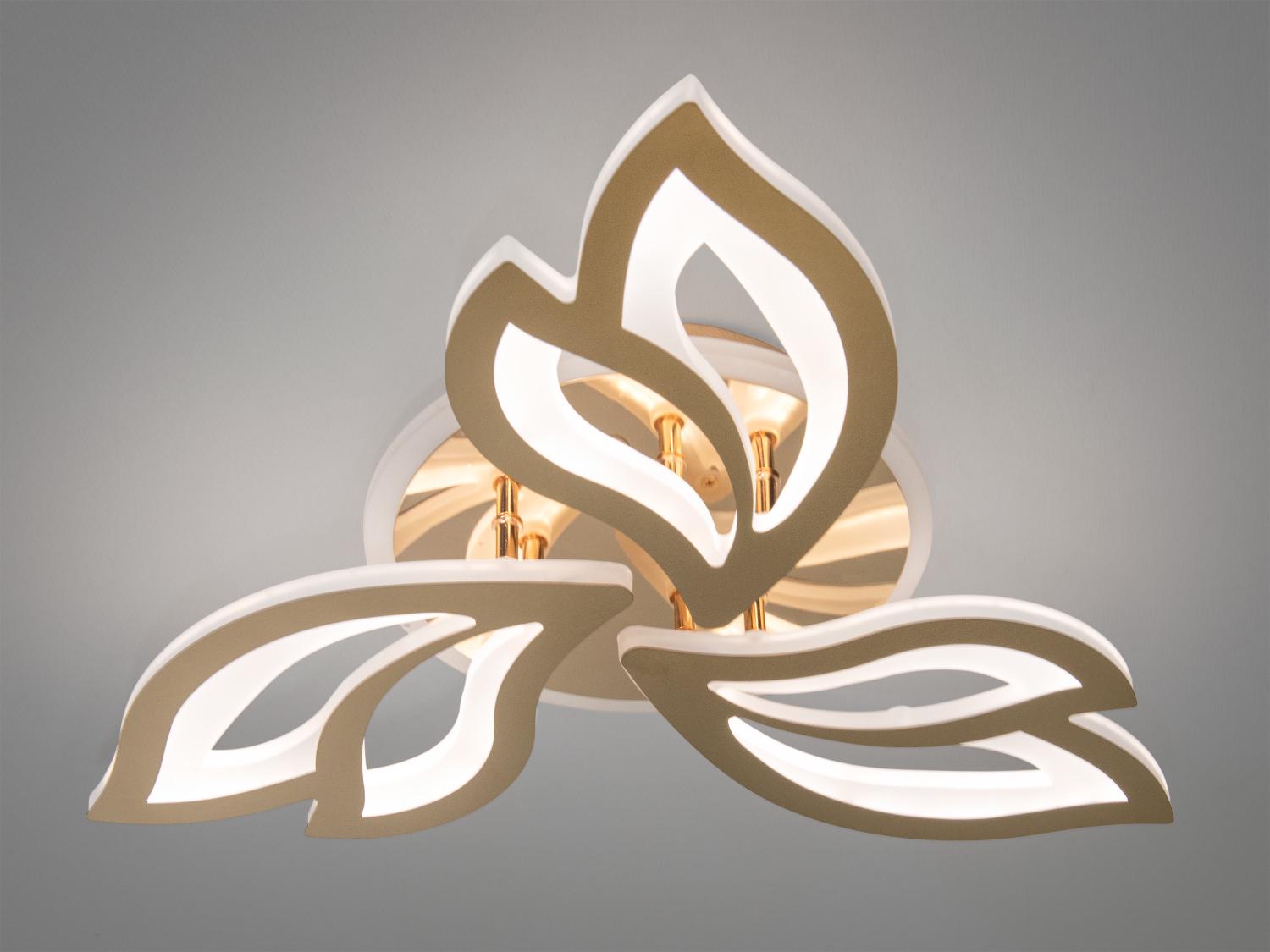 Люстра сучасна LED з пультом і підсвічуванням 55W Золотий (8165/3G LED 3color dimmer) - фото 4