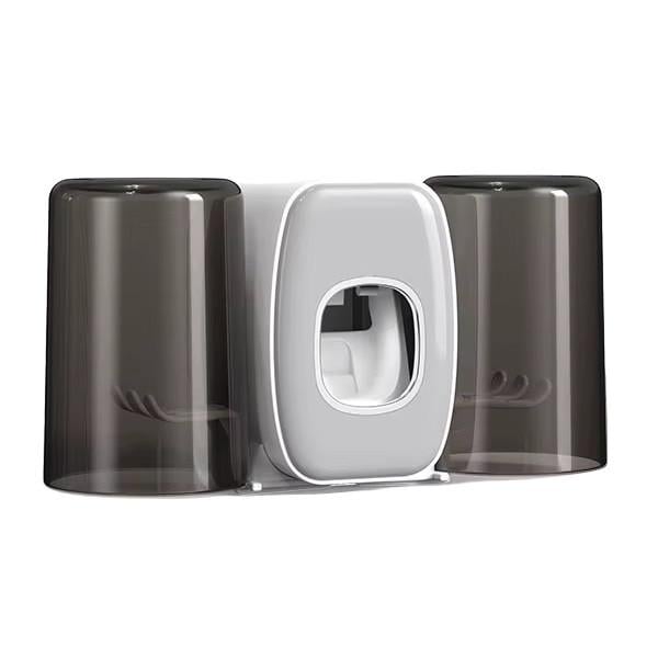 Держатель зубных щеток настенный RIAS RA-932 с дозатором для пасты и стерилизатором Black/White (3_06193)