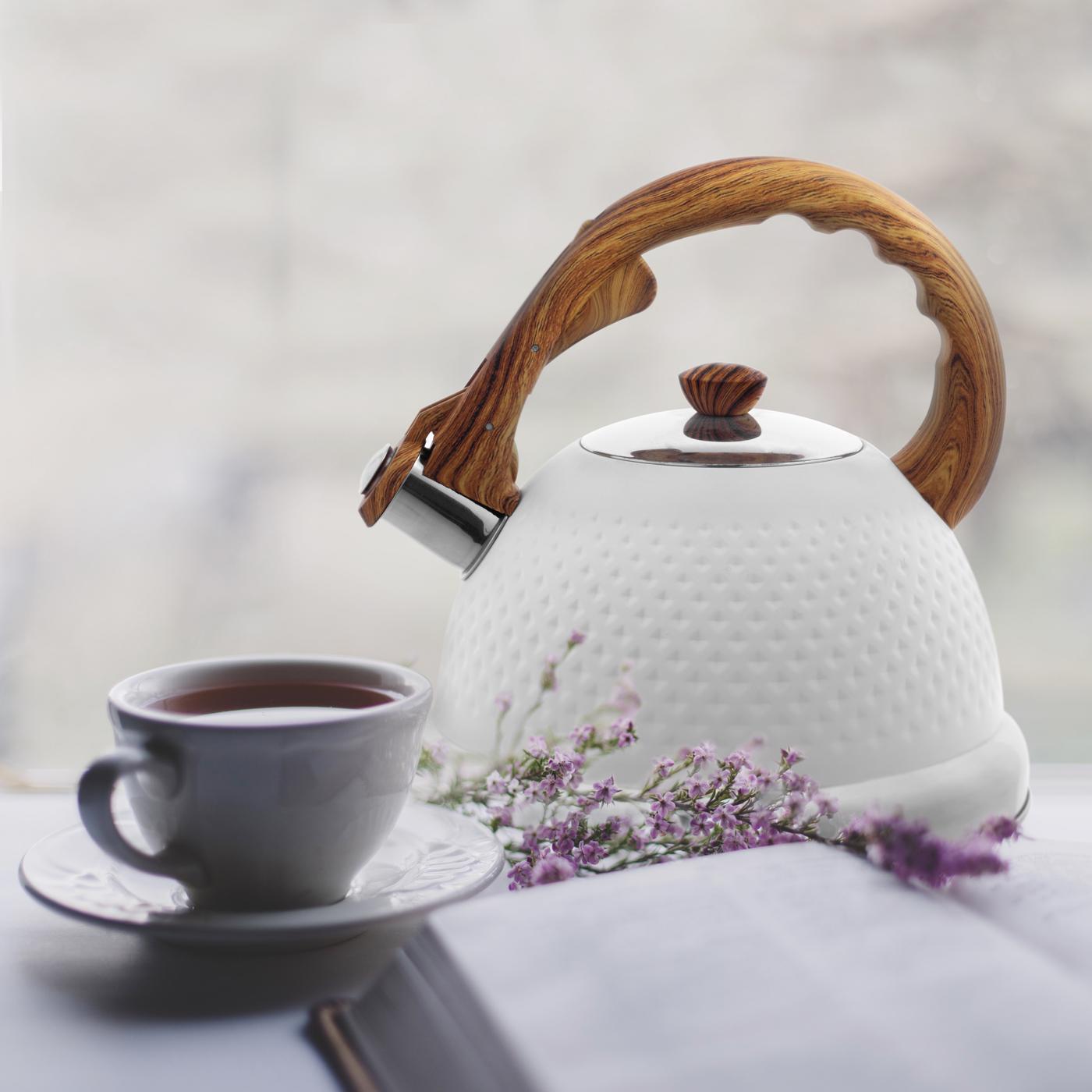 Чайник Ofenbach из нержавеющей стали со свистком 2,7 л Белый (100305) - фото 5 Чайник Ofenbach из нержавеющей стали со свистком 2,7 л Белый (100305) - фото 5