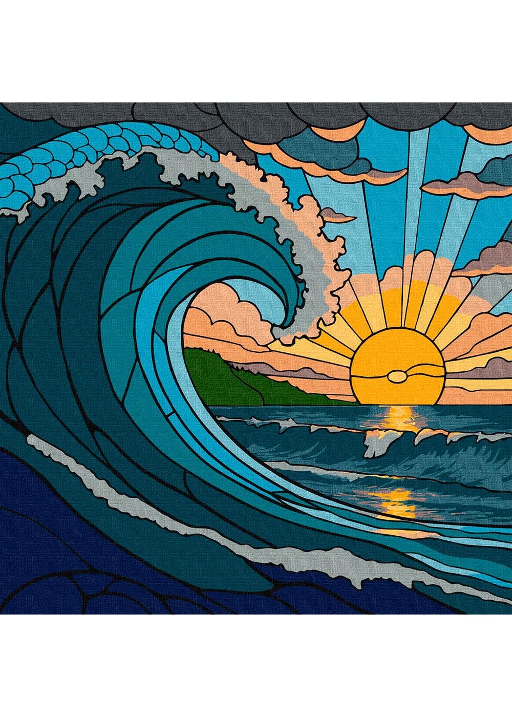 Картина по номерам Ideyka Витраж Волна 30х30 см (KHO5172)