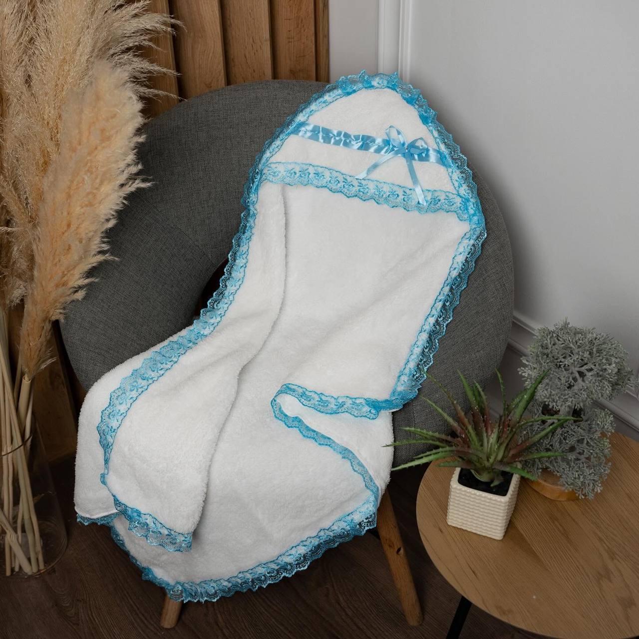 Крыжма крестильная детская с кружевом микрофибра 90x90 см Голубой (2340293587) - фото 2 Крыжма крестильная детская с кружевом микрофибра 90x90 см Голубой (2340293587) - фото 2
