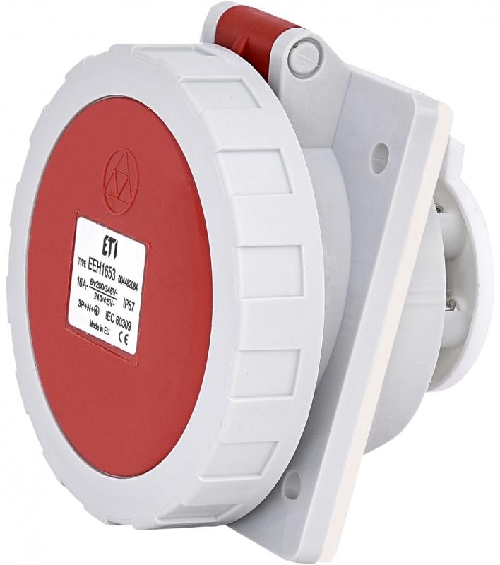 Силовая розетка ETI EEH-1653 3P+N+PE 16А 400 В встроенная IP67 Красный (4482084)