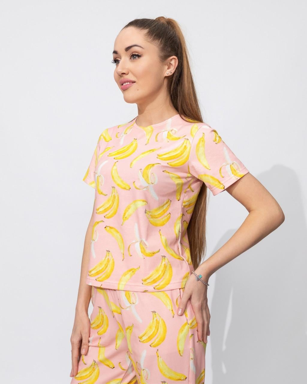 Піжама жіноча з куліра футболка та штани з принтом Банани (2179703463)
