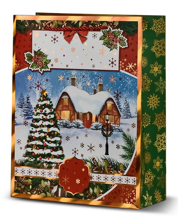 Подарочный пакет Stenson New Year's Eve 26х32х10 см Зеленый (R33024-M)