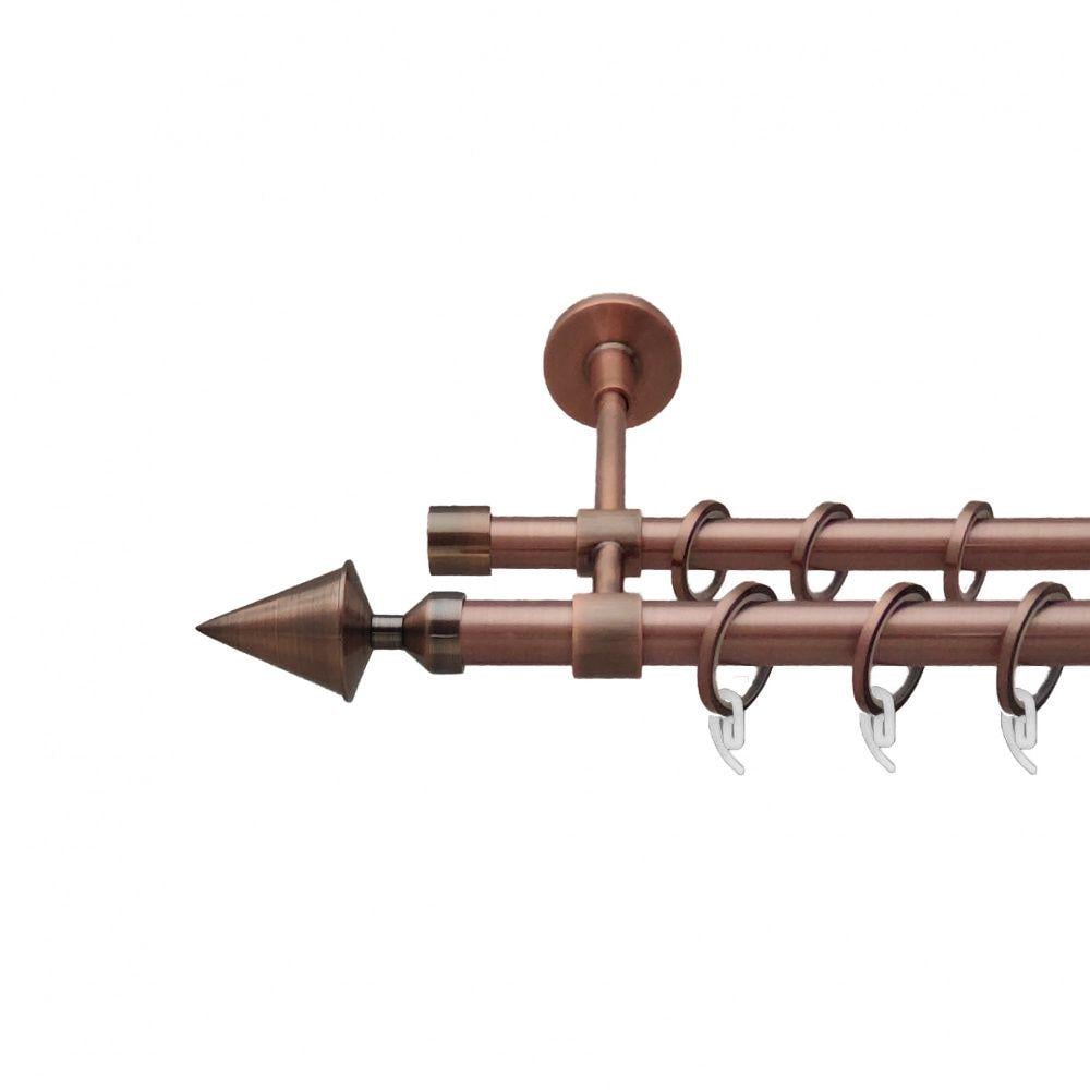 Карниз металлический Orvit Фиори двухрядный закрытый/гладкая труба/кольцо фасонное металлическое Медь 19/16 мм 200 см (6938882)