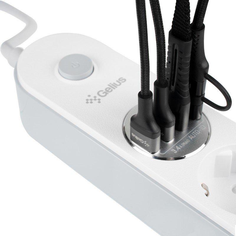 Фильтр сетевой Gelius G-Power GP-PS-001 4-220V/4 USB порта 3,4A 2 м White (58011) - фото 4 Фильтр сетевой Gelius G-Power GP-PS-001 4-220V/4 USB порта 3,4A 2 м White (58011) - фото 4