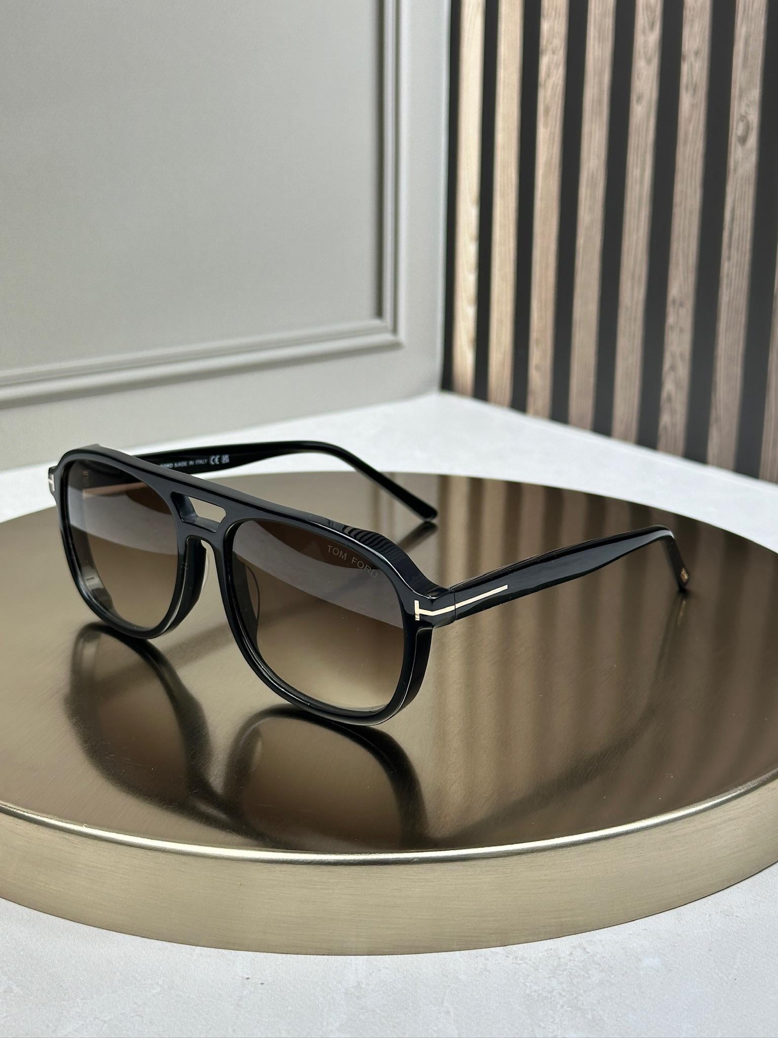 Солнцезащитные очки Tom Ford FT1022 Rosco Авиатор коричневая линза двойной мост Черный