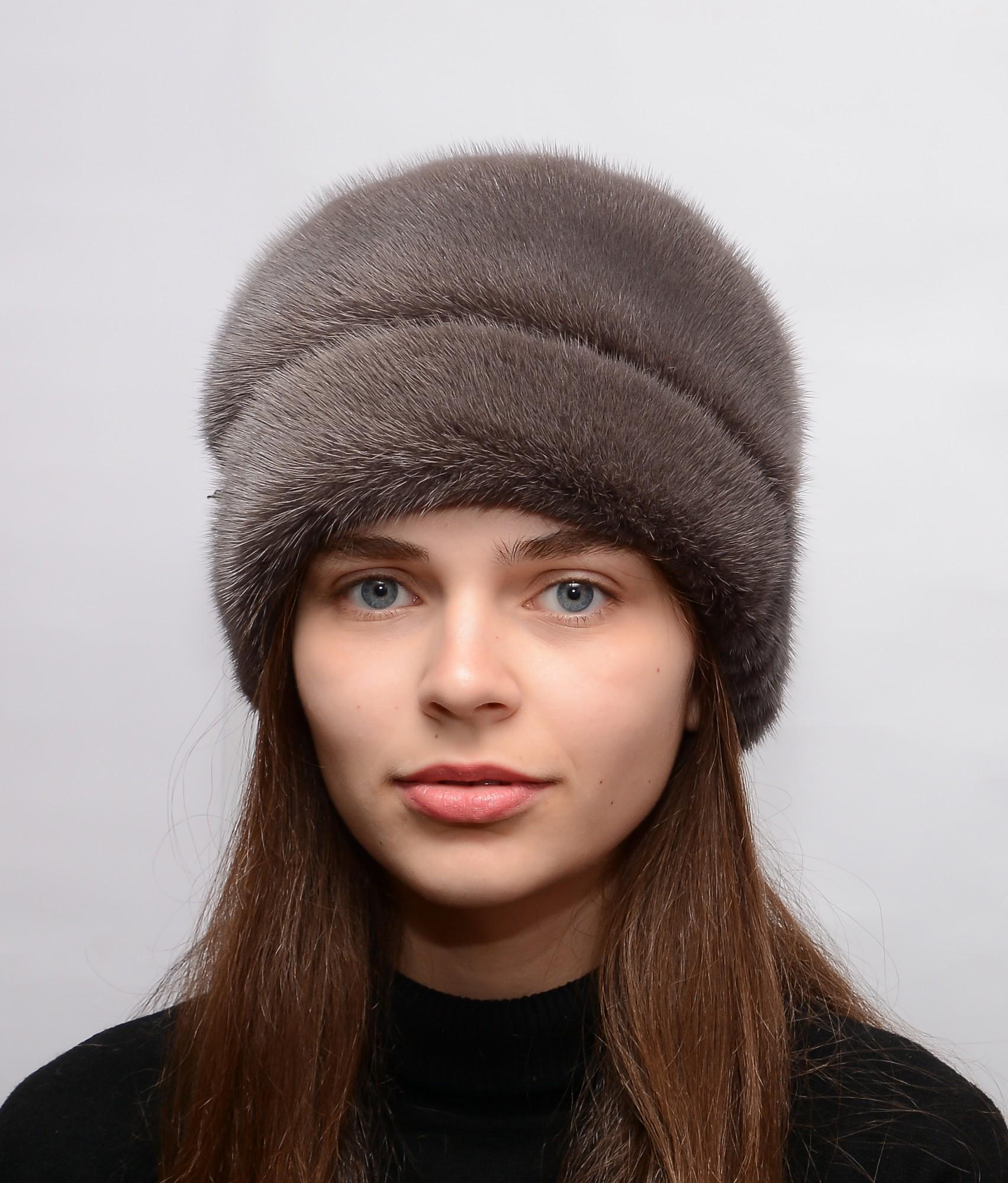 Жіноча кубанка Хутряний стиль Стелла з натурального хутра норки XL-XXL Капучино (078)