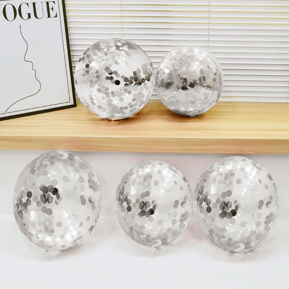 Кульки з конфетті 5 шт. 10" Сріблястий (4360/2) Кульки з конфетті 5 шт. 10" Сріблястий (4360/2)