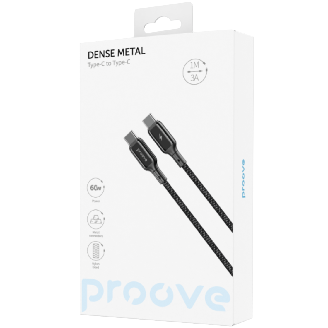 ᐉ Кабель для зарядки Proove Dense Metal Type-C to Type-C 60W 1 м Black ...
