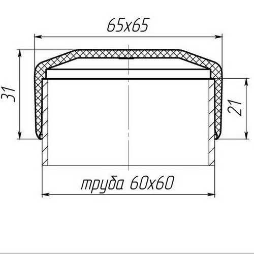 Заглушка Steelfix 60х60 мм зовнішня квадратна для трубы 25 шт. Черный (080663) - фото 2