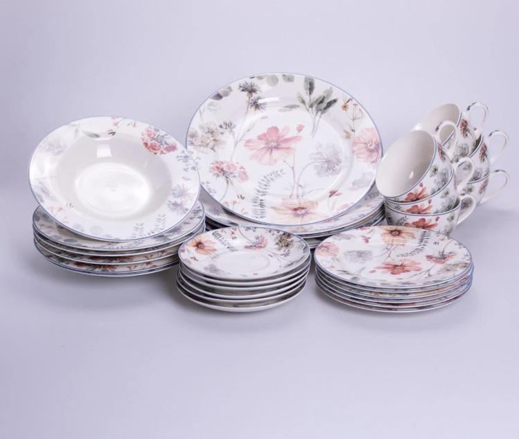 Столовый сервиз из фарфора Fleur на 6 человек 30 предметов (HP-HK-5)