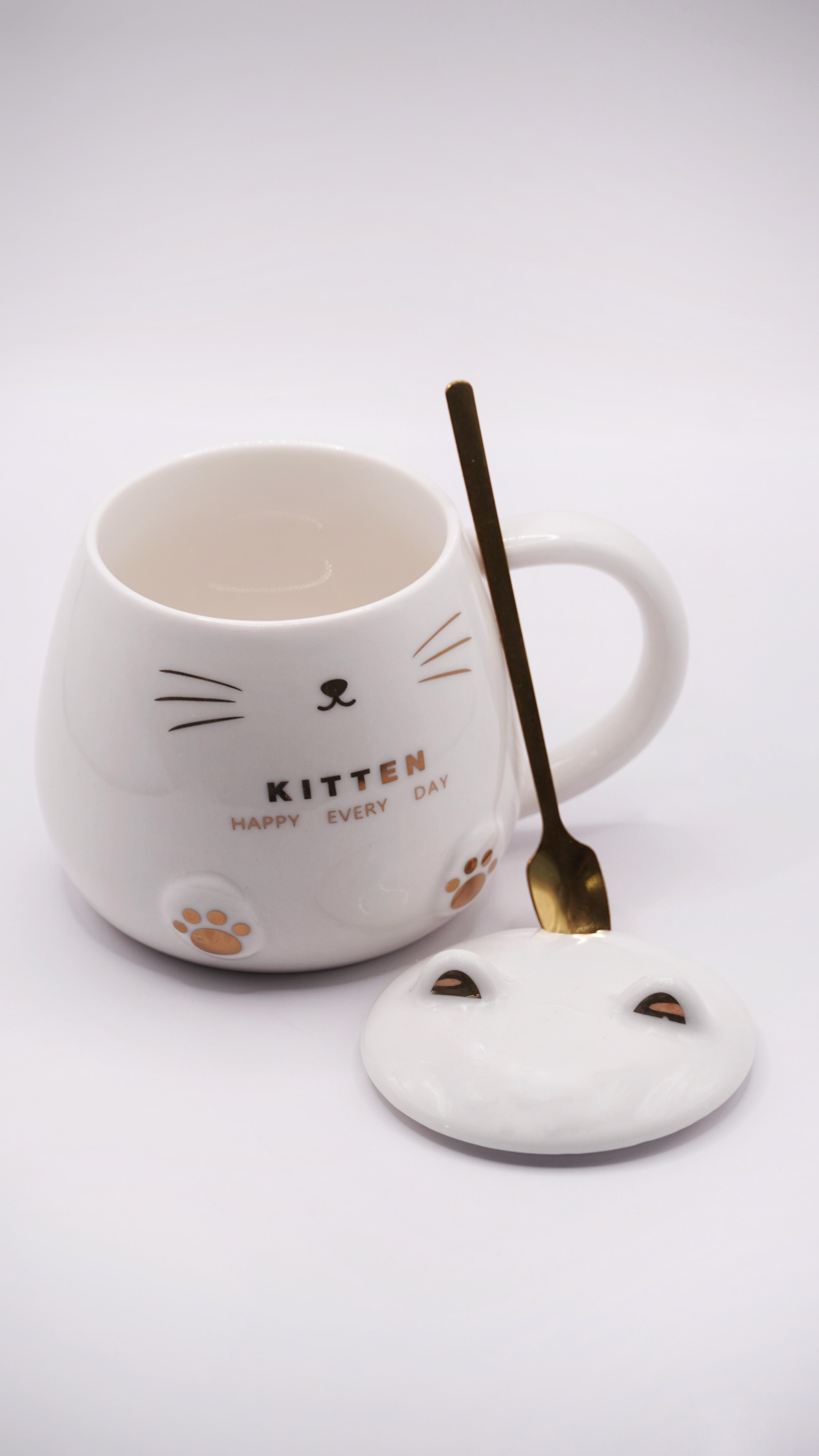 Кружка керамічна Kitten з кришкою та ложечкою 400 мл (914) Кружка керамічна Kitten з кришкою та ложечкою 400 мл (914)