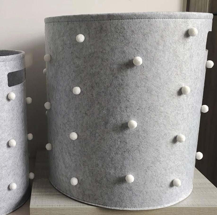 Корзина для вещей/игрушек из войлока с искусственным жемчугом Серый (2644918168) - фото 3 Корзина для вещей/игрушек из войлока с искусственным жемчугом Серый (2644918168) - фото 3