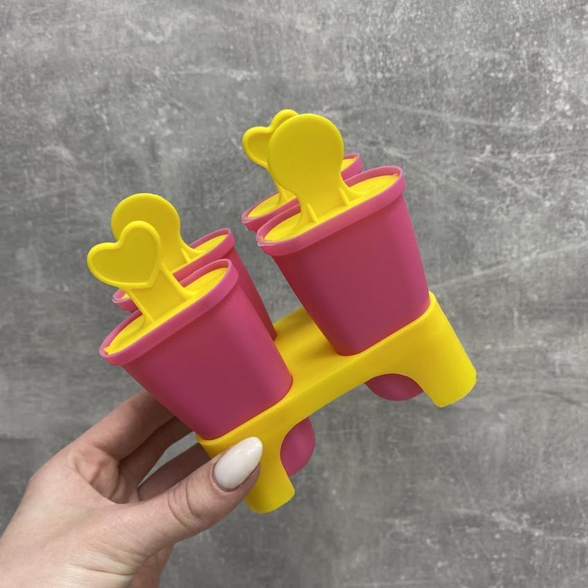 Форма для мороженого Stenson R21144 с подставкой 4 шт. Розовый с желтым (1850866572) - фото 3