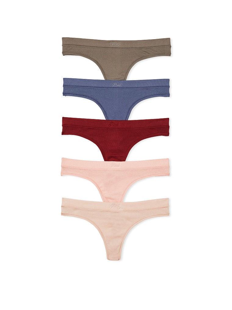 Набір трусиків Victoria's Secret 5-PACK Cotton Thong Panty стринги XS Різнокольоровий (2119232588)