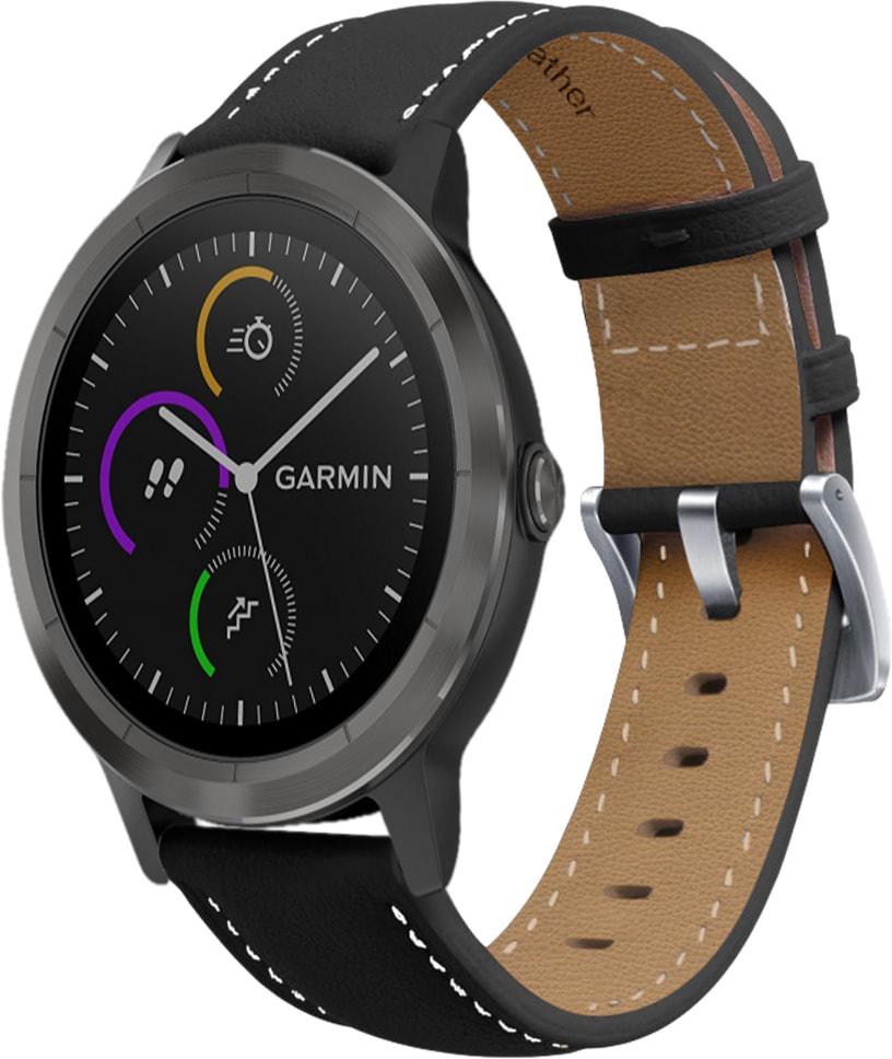 Ремешок кожаный Folsa для Garmin Vivoactive 3 Black (31511-2B)