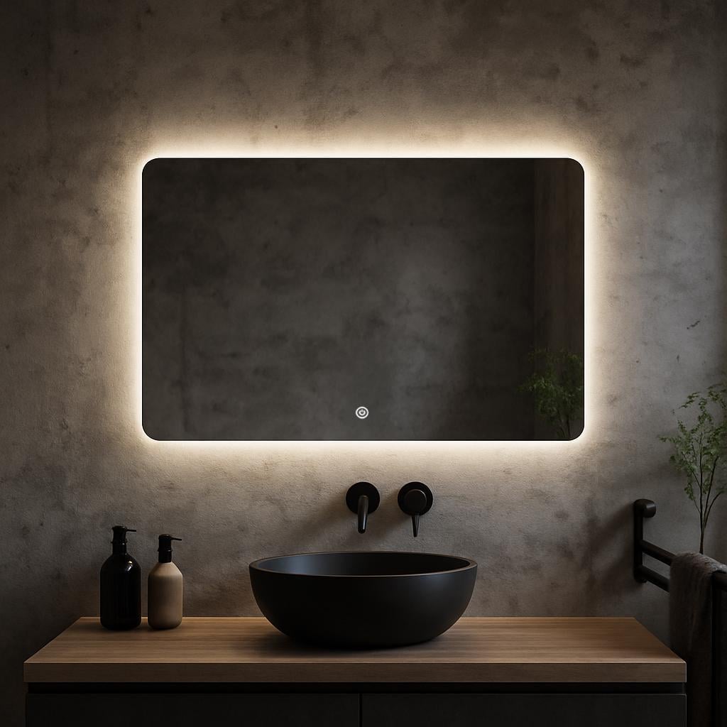 Зеркало SENAM прямоугольное с закругленными краями фоновая подсветка с сенсорной кнопкой 700х900 мм (PRZ.FN.7.9)