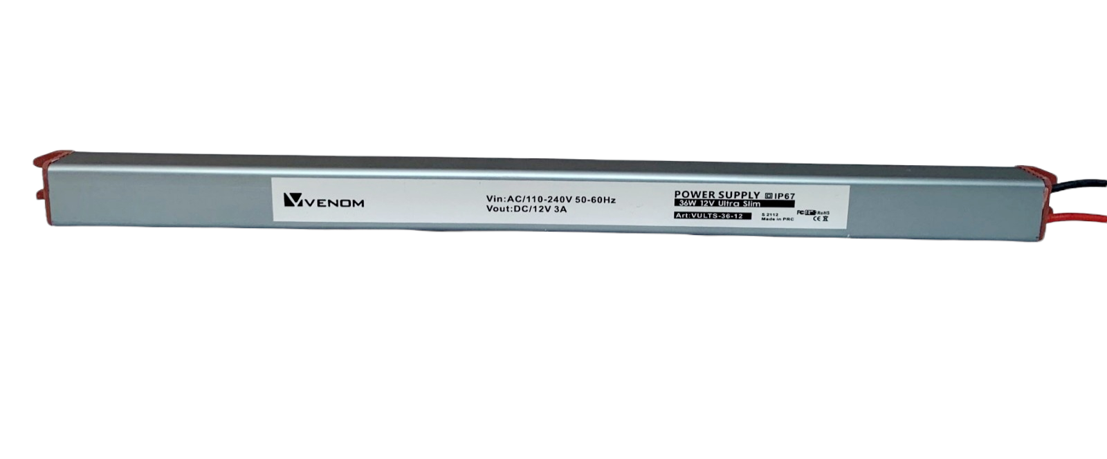 Блок питания VENOM герметичный IP65 Standart Ultra slim 12 V 36 Вт 3 А (12577) - фото 3 Блок питания VENOM герметичный IP65 Standart Ultra slim 12 V 36 Вт 3 А (12577) - фото 3