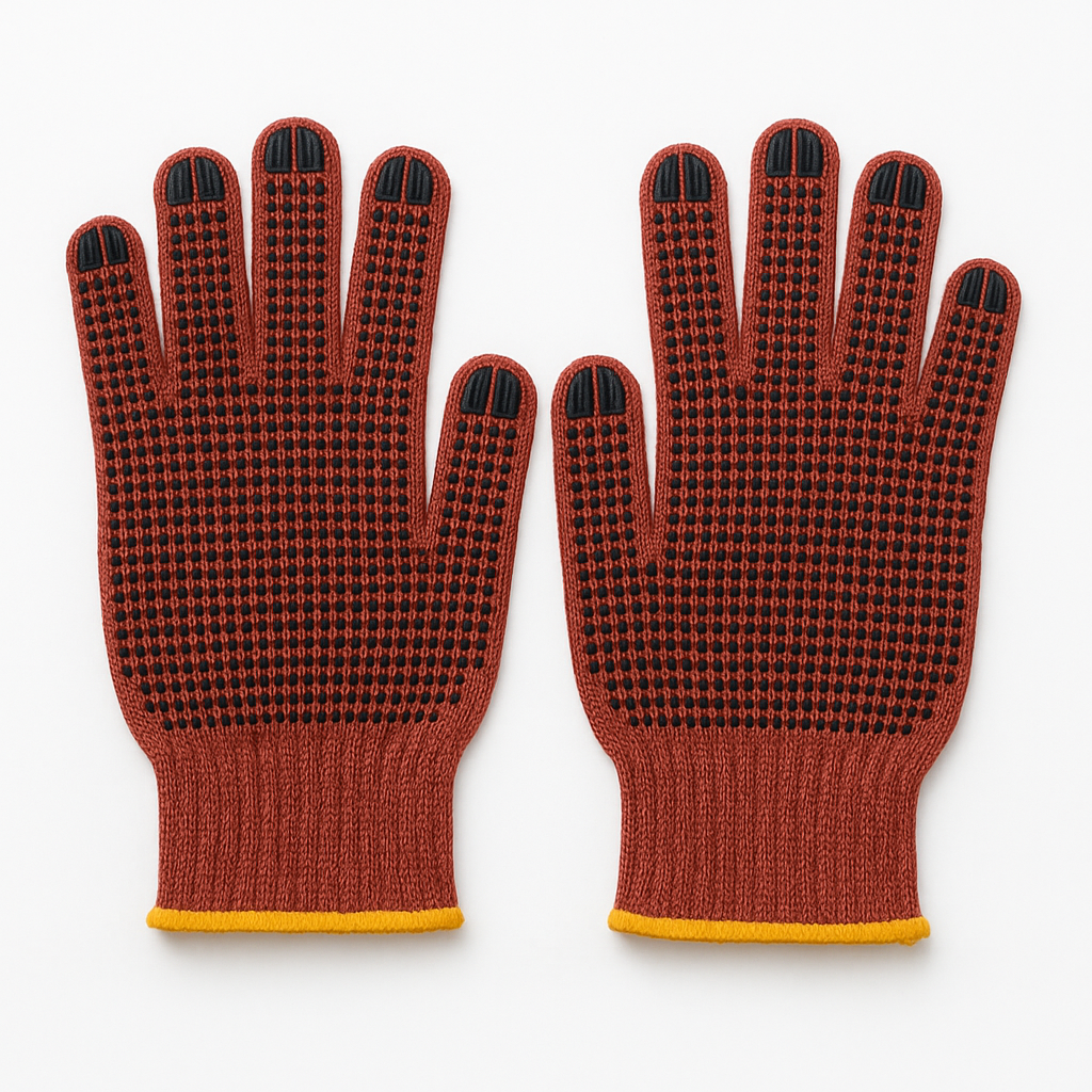 Рукавички трикотажні господарські Stenson PR-1 з ПВХ точками 1 пара Темно-червоний (26712506)