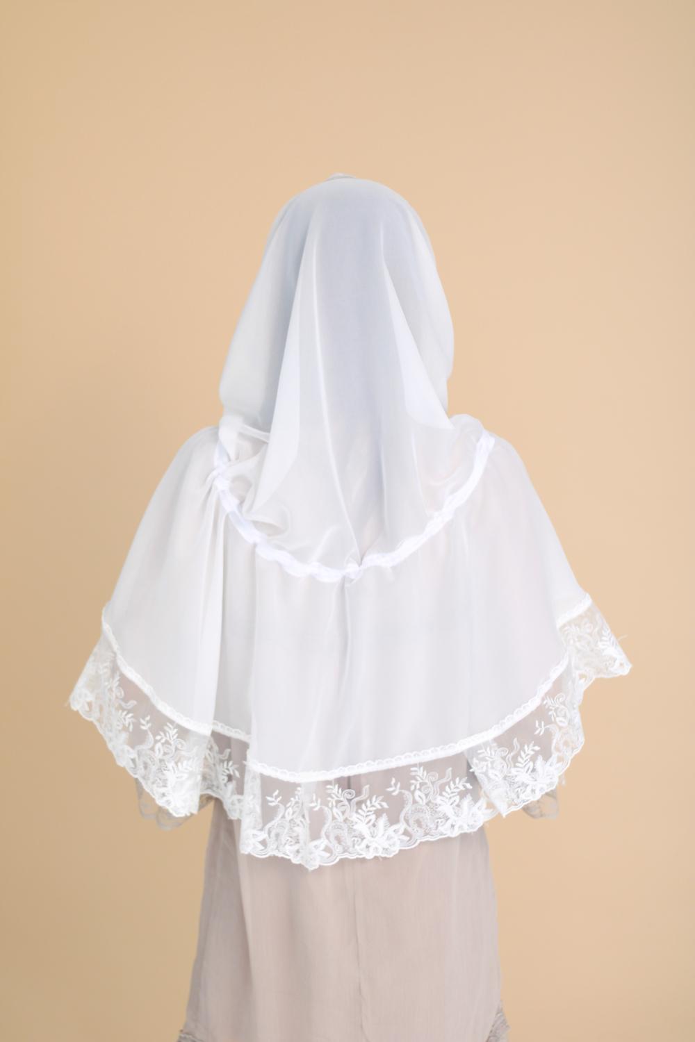 Палантин для храма на голову 80x120 см Белый (п004) - фото 5