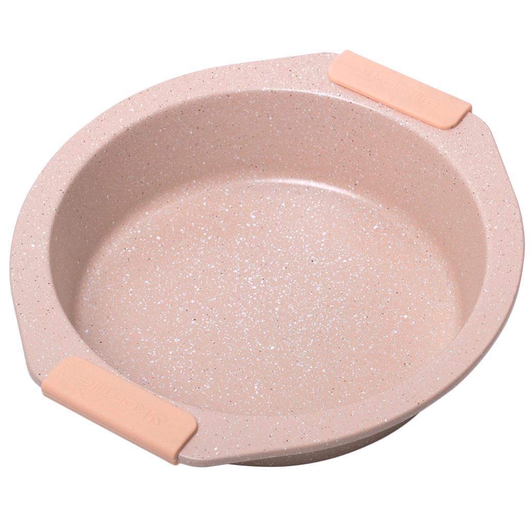 Форма кругла для запікання із силіконовими ручками Kamille КМ-6034А із вуглецевої сталі 28,5х26,5 см Бежевий мармур (150-84-6034А.1) - фото 1 Форма кругла для запікання із силіконовими ручками Kamille КМ-6034А із вуглецевої сталі 28,5х26,5 см Бежевий мармур (150-84-6034А.1) - фото 1