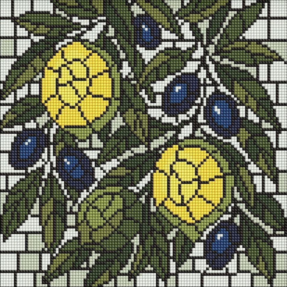 Алмазная мозаика Ideyka Витраж Лимоны 30x30 см (AMO8349)