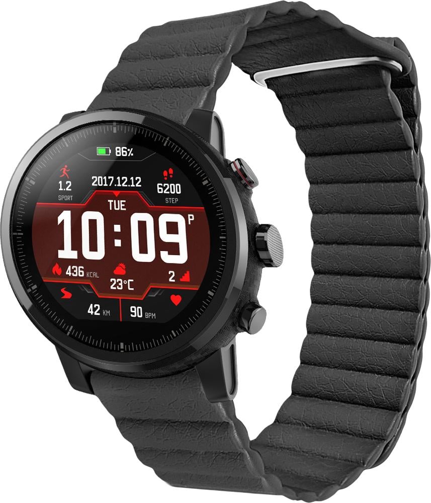 Ремешок кожаный Genis для Amazfit Stratos Black (26518-2B)