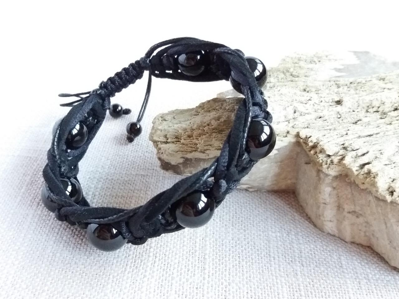 Браслет из Черного турмалина тройной оплет d 10 мм (1888940207)