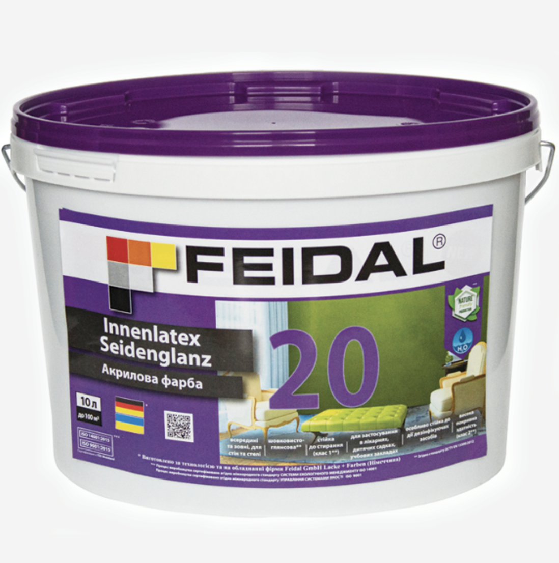 Фарба інтер'єрна Feidal Innenlatex Seidenglanz 20 1 л Білий (27582118)