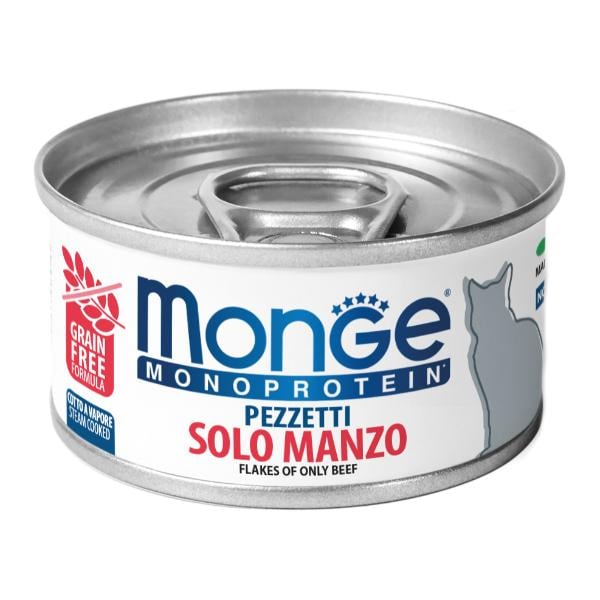 Корм для кошек влажный Monge Cat Wet MONOPROTEIN мясные хлопья говядина 80 г (000025747)