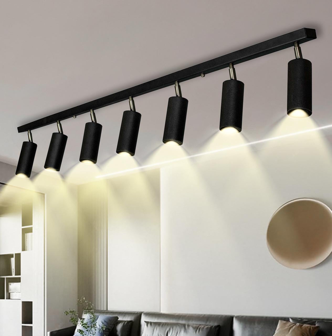 Люстра MSK Electric Tube в стиле лофт с поворотным механизмом под лампы Е27 Черный (NL 1105-7) - фото 2