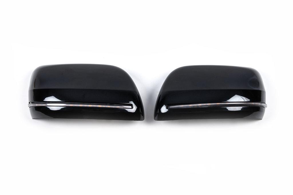 Крышки зеркал для Toyota Land Cruiser Prado 150 с LED повторителем Чорний