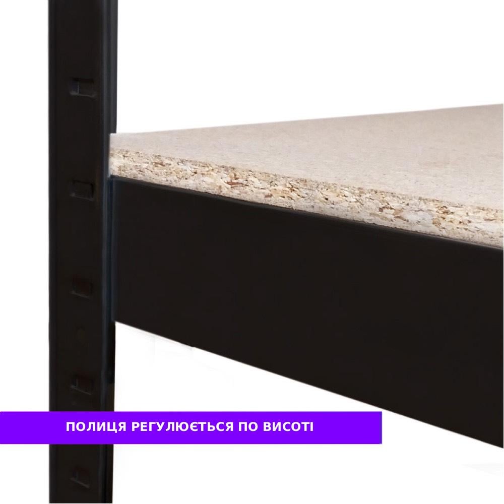 Стеллаж металлический БОНА-ПРО 220x70x30 см 6 полок ДСП 16 мм Черный (60782) - фото 2