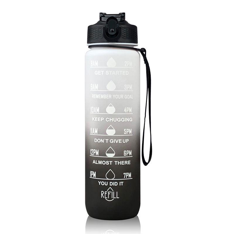 Пляшка для води Motivation Smart Bottle 1000 мл Чорно-сірий (324578028)