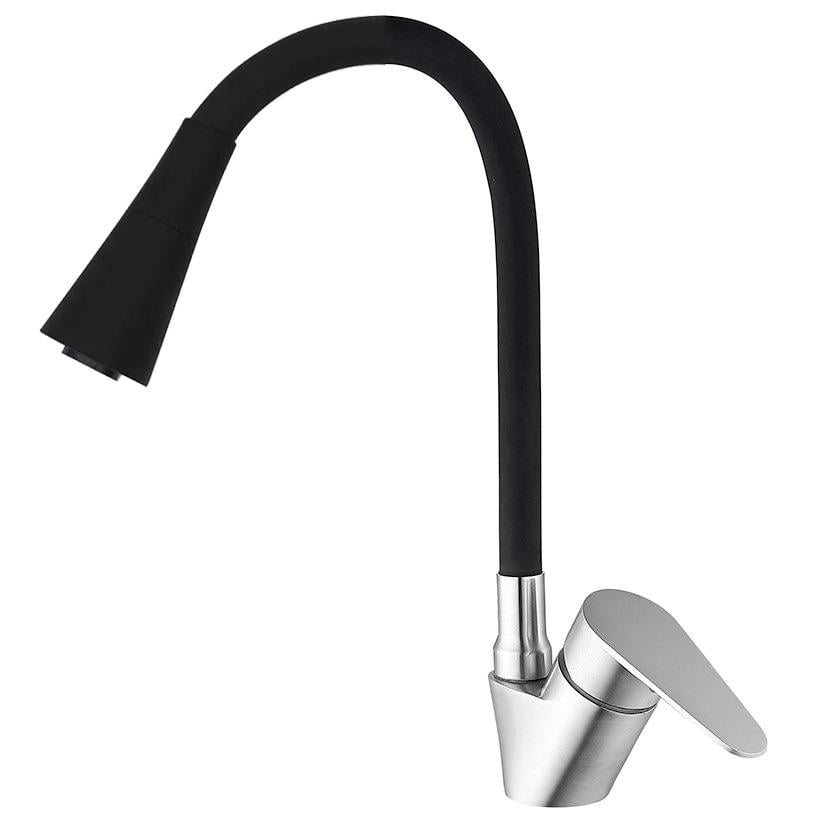 Смеситель для кухни Wezer POD4Y-04B с гибким изливом Черный (251057)