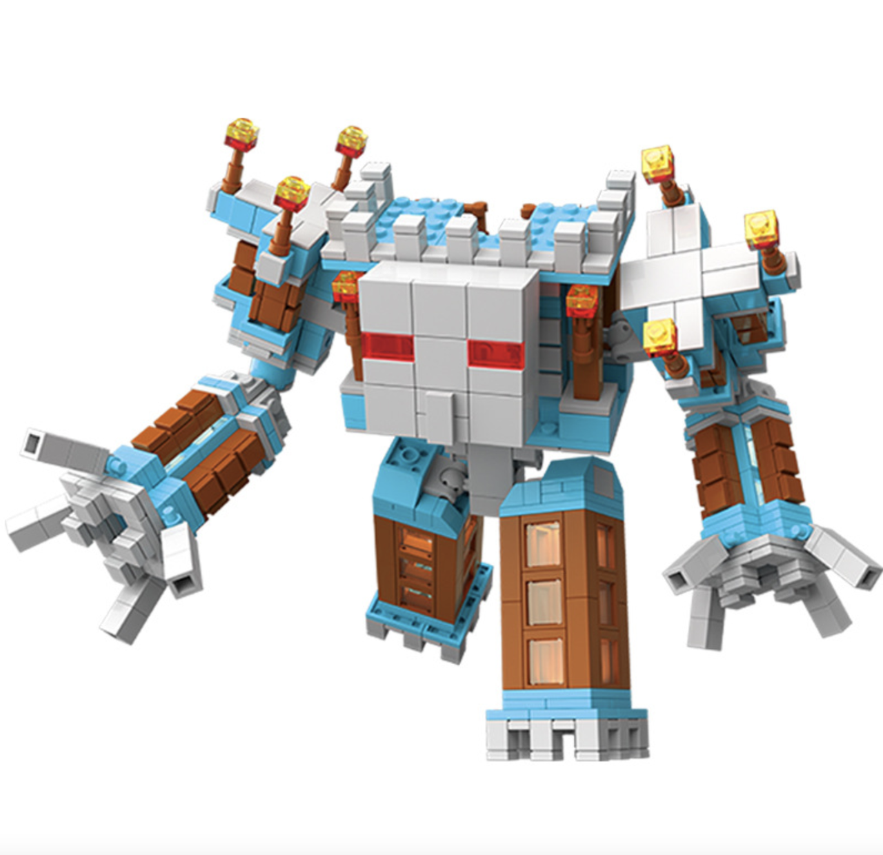 Конструктор My World Minecraft Снежный Голем-Крепость трансформер 2в1 LED 866 деталей (KO-09)