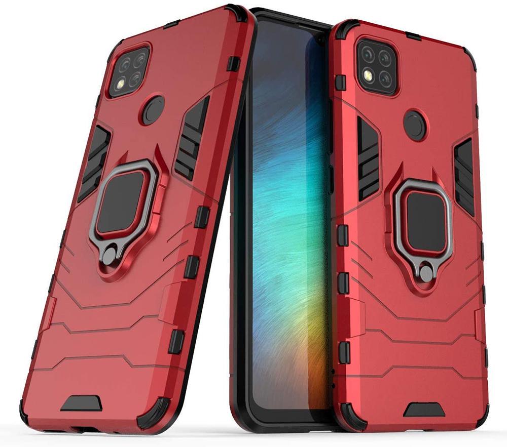 Противоударный чехол Xiaomi Redmi 10A (подставка кольцо) Red (29708-2D)