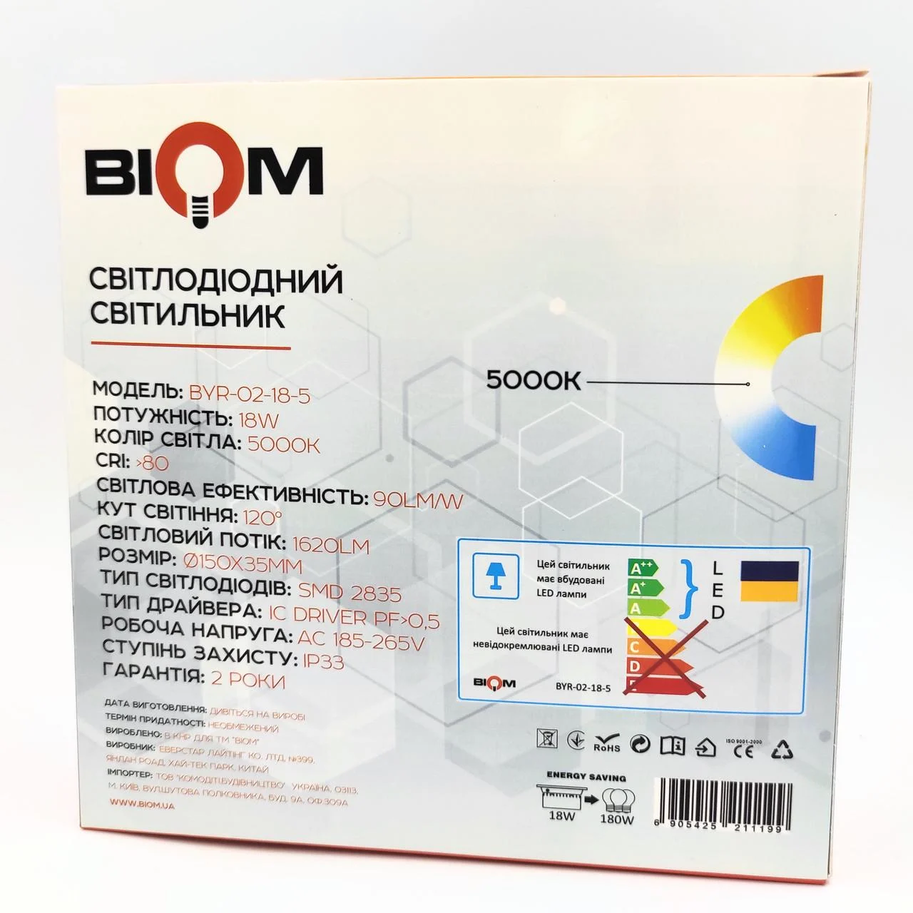 Світлодіодний світильник накладний Biom Вт 5000 К Зіркове небо (BYR-02-18-5) - фото 8 Світлодіодний світильник накладний Biom Вт 5000 К Зіркове небо (BYR-02-18-5) - фото 8
