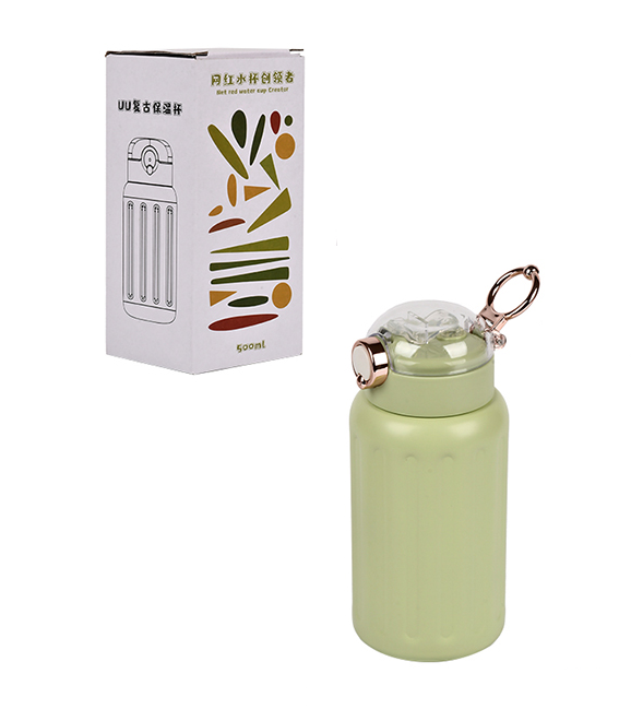 Термос-поилка Stenson MT-5351 с ручкой и трубочкой на кнопке 500 мл Салатовый (2772007015) - фото 2